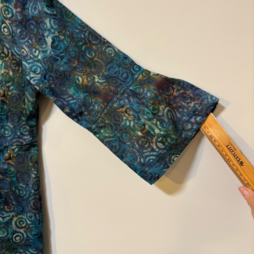 Frazzle Artsy Batik Jacket Tunic M – Boho Retro Y2K Cotton 3/4 Sleeve - Picture 3 of 7